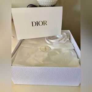 Dior Cream Gift Box with White Ribbon Card and Tissue